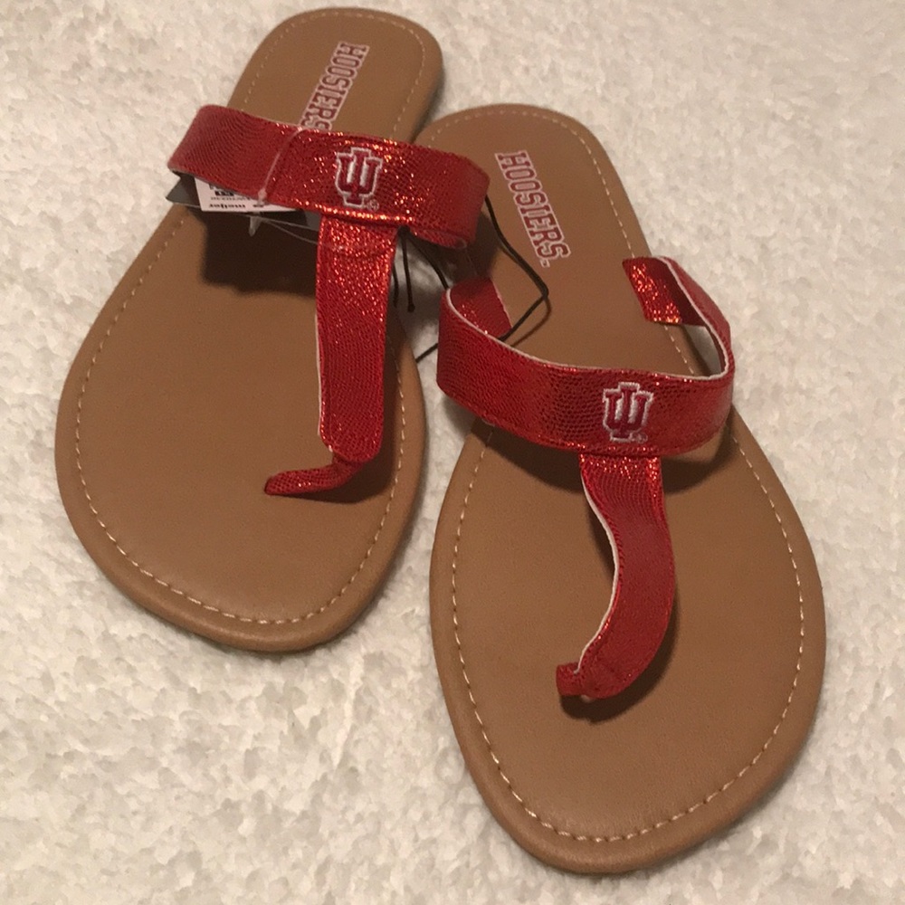 NWT Indiana University sparkly red thong sandals Size 11